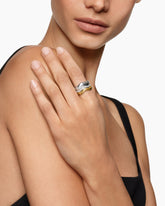 Zig Zag Stax™ Three Row Ring in Sterling Silver with 18K Yellow Gold and Diamonds, 11.7mm